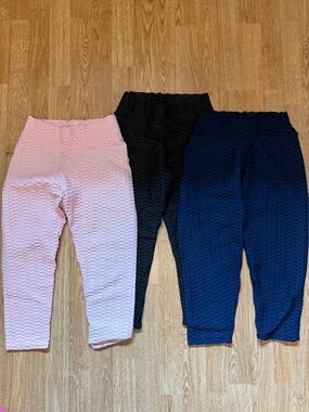 Viral Butt Scrunch/life Leggings Set - Pink, Black & Navy